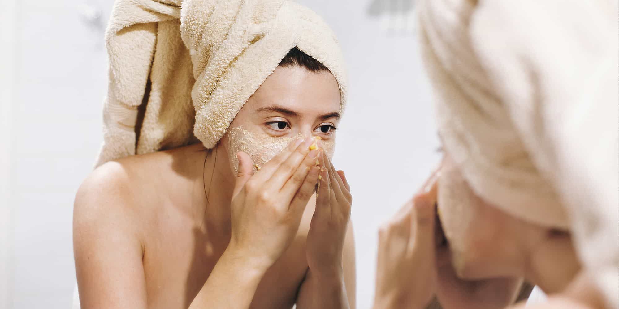 a person washing their face